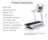 Steep Rock Climing Marathon Training Commercial Treadmill AceFit M3 Max