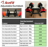 Premium Adjustable Dumbbell 2kg/4Kg Increments 20-36Kg