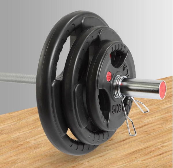 Olympic Tri-Grip Weight Plates Cast Iron Rubber Coated