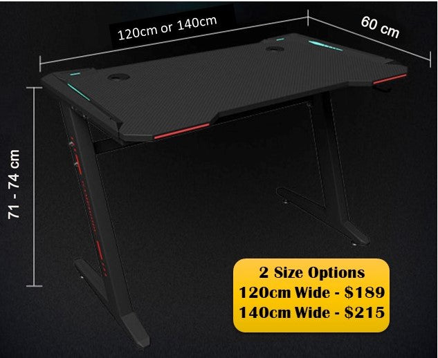 Gaming Desk Home Office Computer Desk - Carbon Fiber - LED Racer Table ...